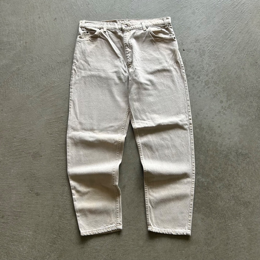 Vintage 90s Levis 550 Jeans Size 36x30 Tan Khaki Relaxed Fit Tapered USA Made